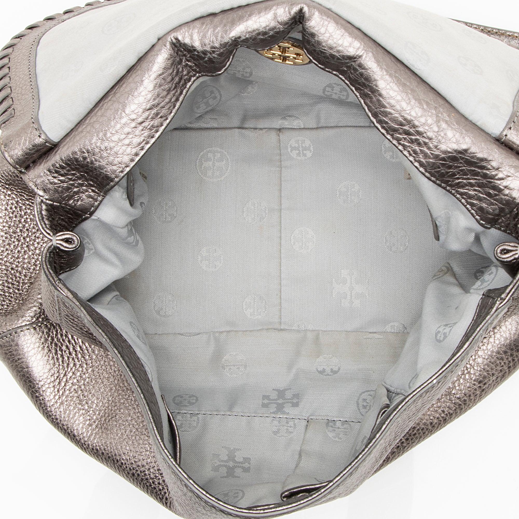 Tory Burch Metallic Leather Marion Saddle Bag (SHF-22337)