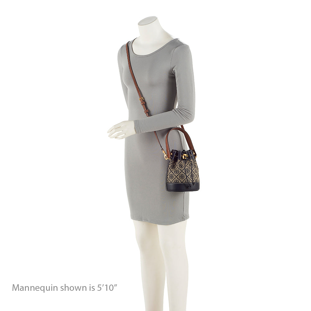 Tory Burch T Monogram Jacquard Mini Bucket Bag (SHF-20673)