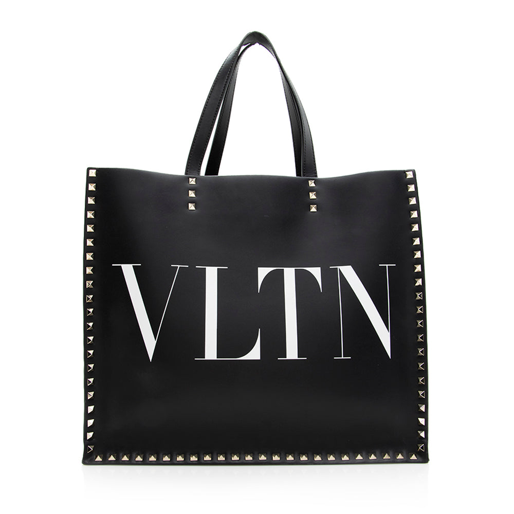 Valentino Calf Leather Rockstud VLTN Convertible Tote - FINAL SALE (SHF-20471)
