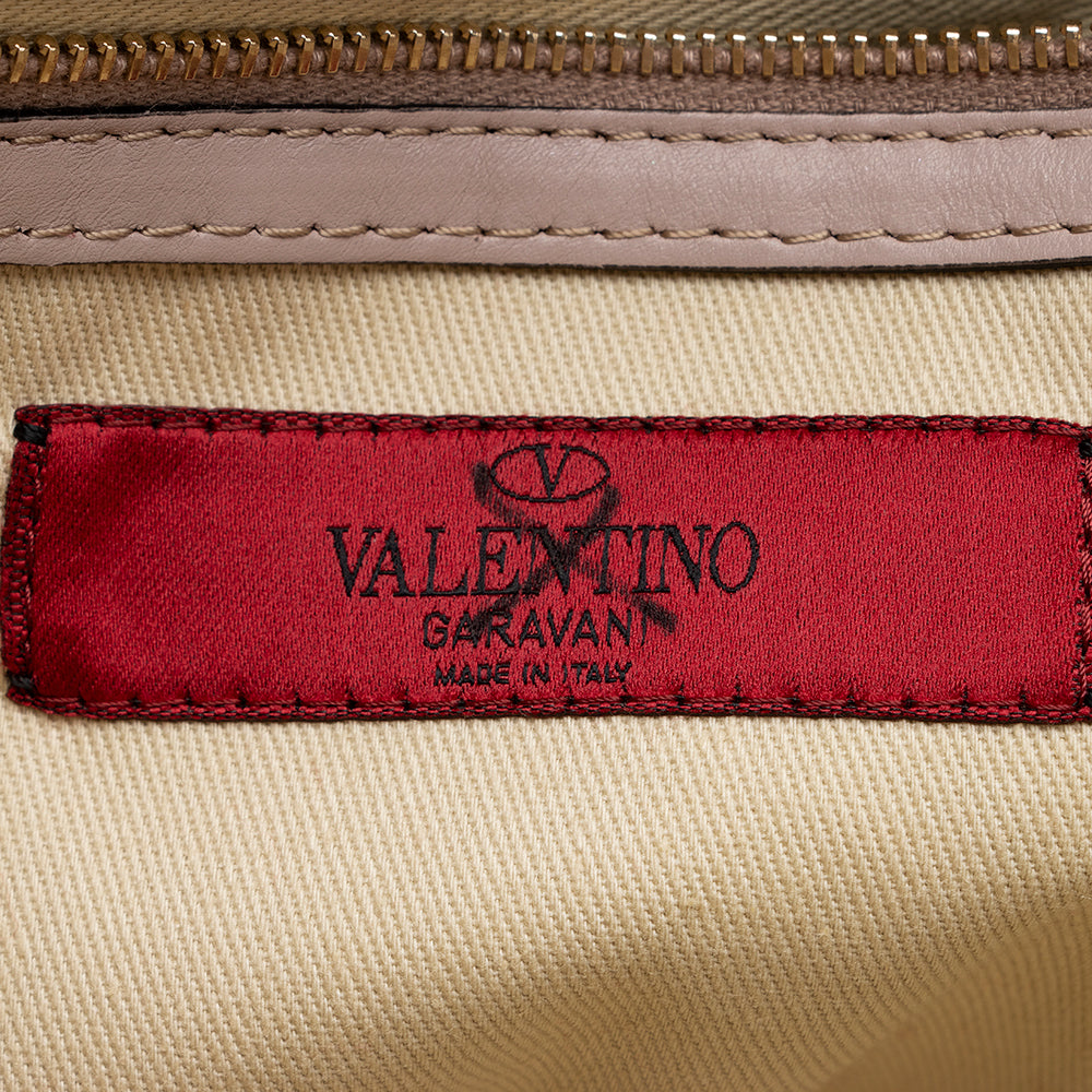 Valentino Calfskin Rockstud Double Handle Medium Tote (SHF-16009)