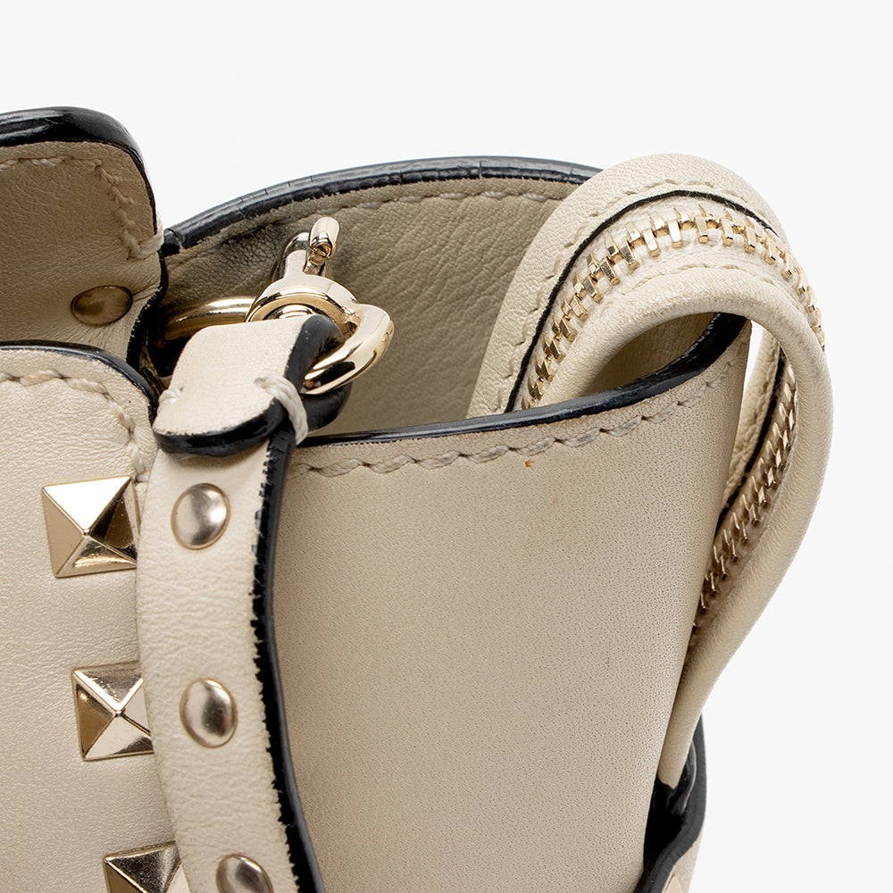 Valentino Calfskin Rockstud Double Handle Mini Tote (SHF-15923)