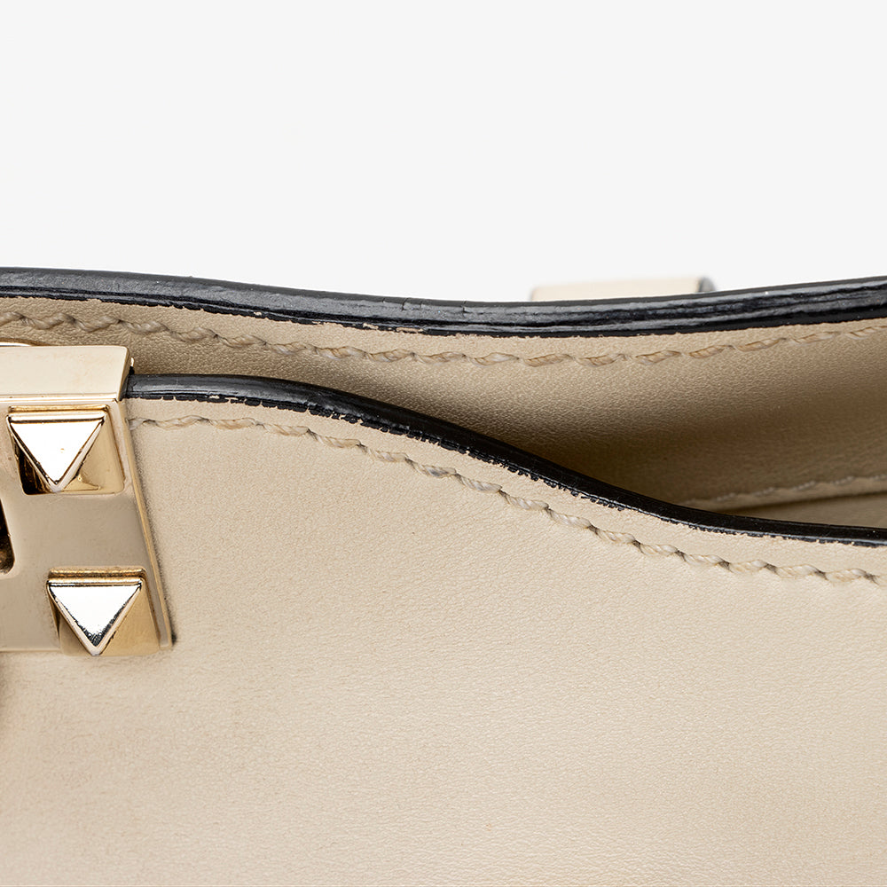 Valentino Calfskin Rockstud Double Handle Mini Tote (SHF-15923)