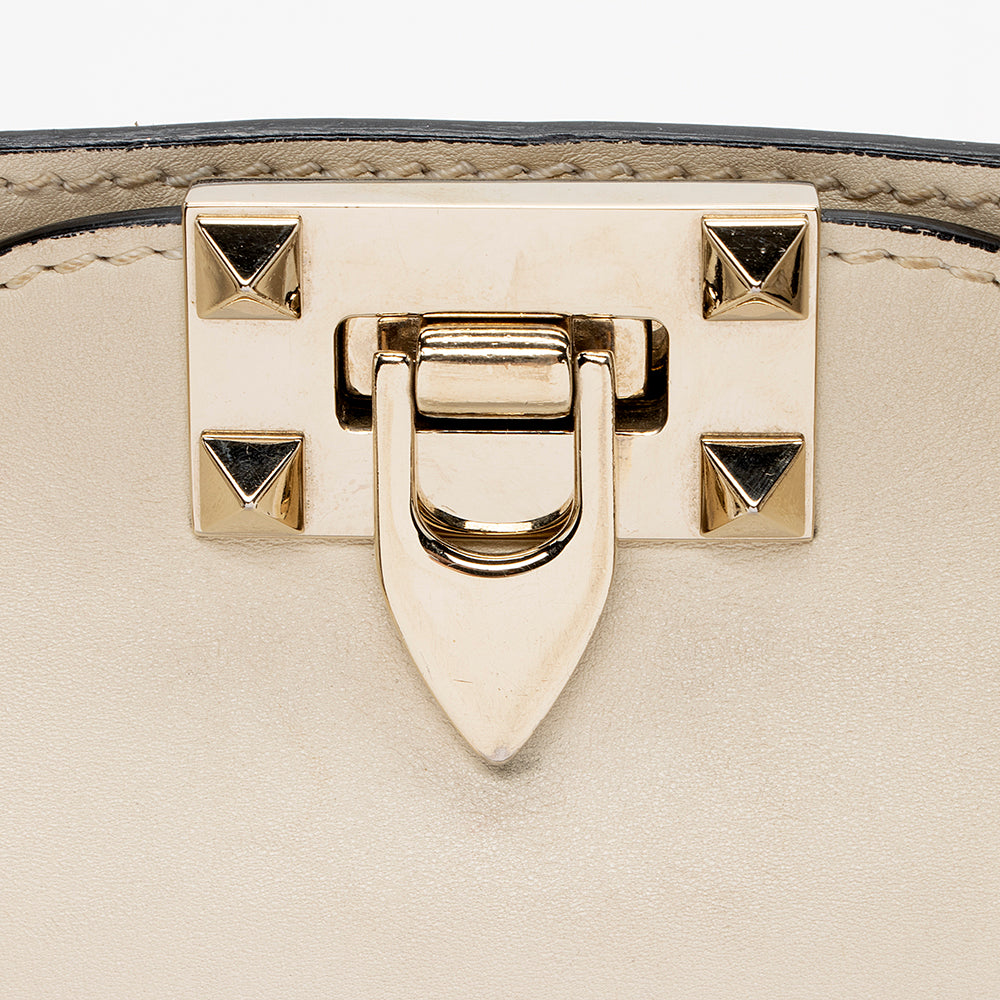 Valentino Calfskin Rockstud Double Handle Mini Tote (SHF-15923)