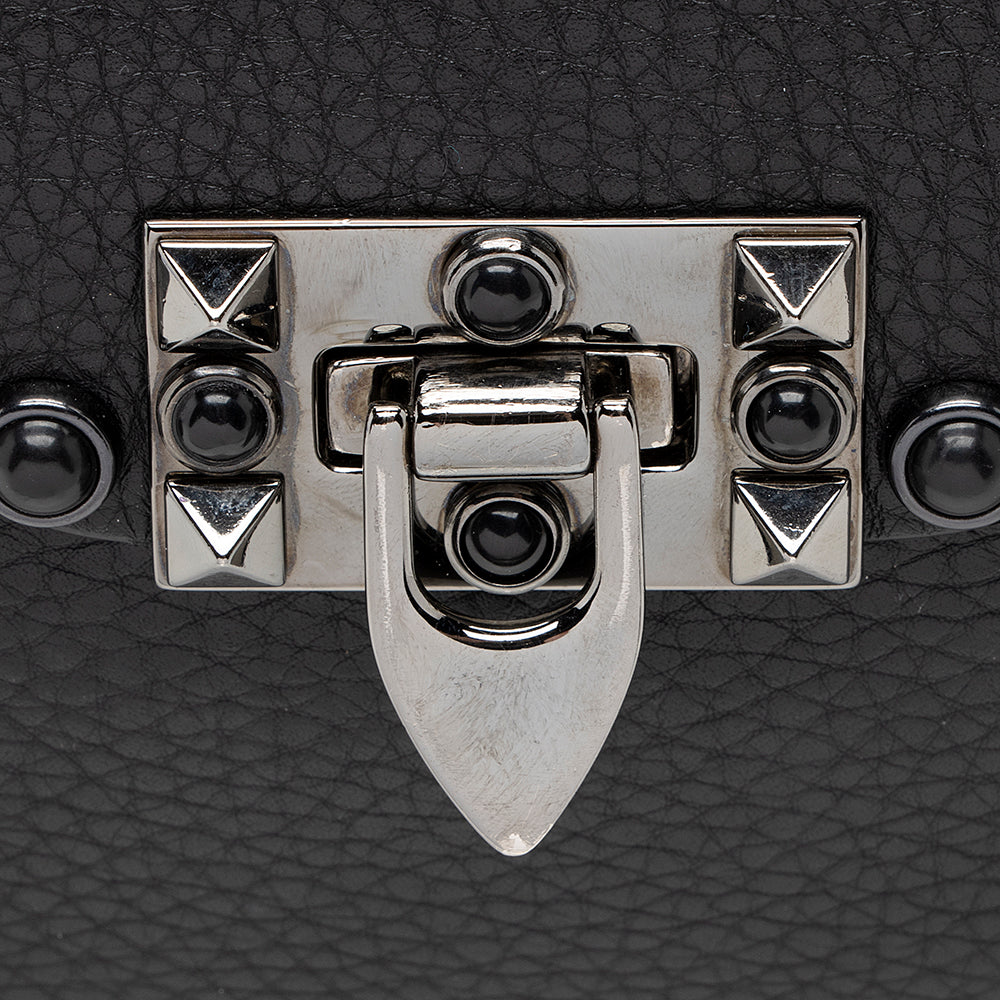 Valentino Calfskin Rolling Rockstud Guitar-Strap Shoulder Bag (SHF-19351)