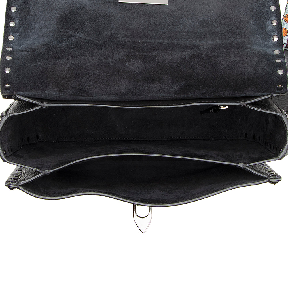 Valentino Calfskin Rolling Rockstud Guitar-Strap Shoulder Bag (SHF-19351)