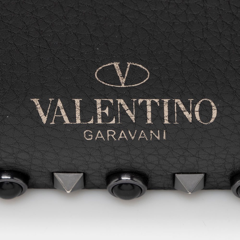 Valentino Calfskin Rolling Rockstud Guitar-Strap Shoulder Bag (SHF-19351)