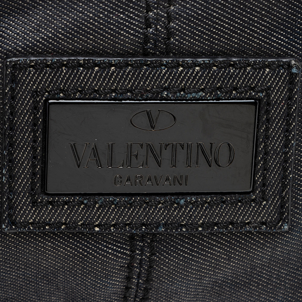 Valentino Denim Petale Rose XL Tote (SHF-18433)