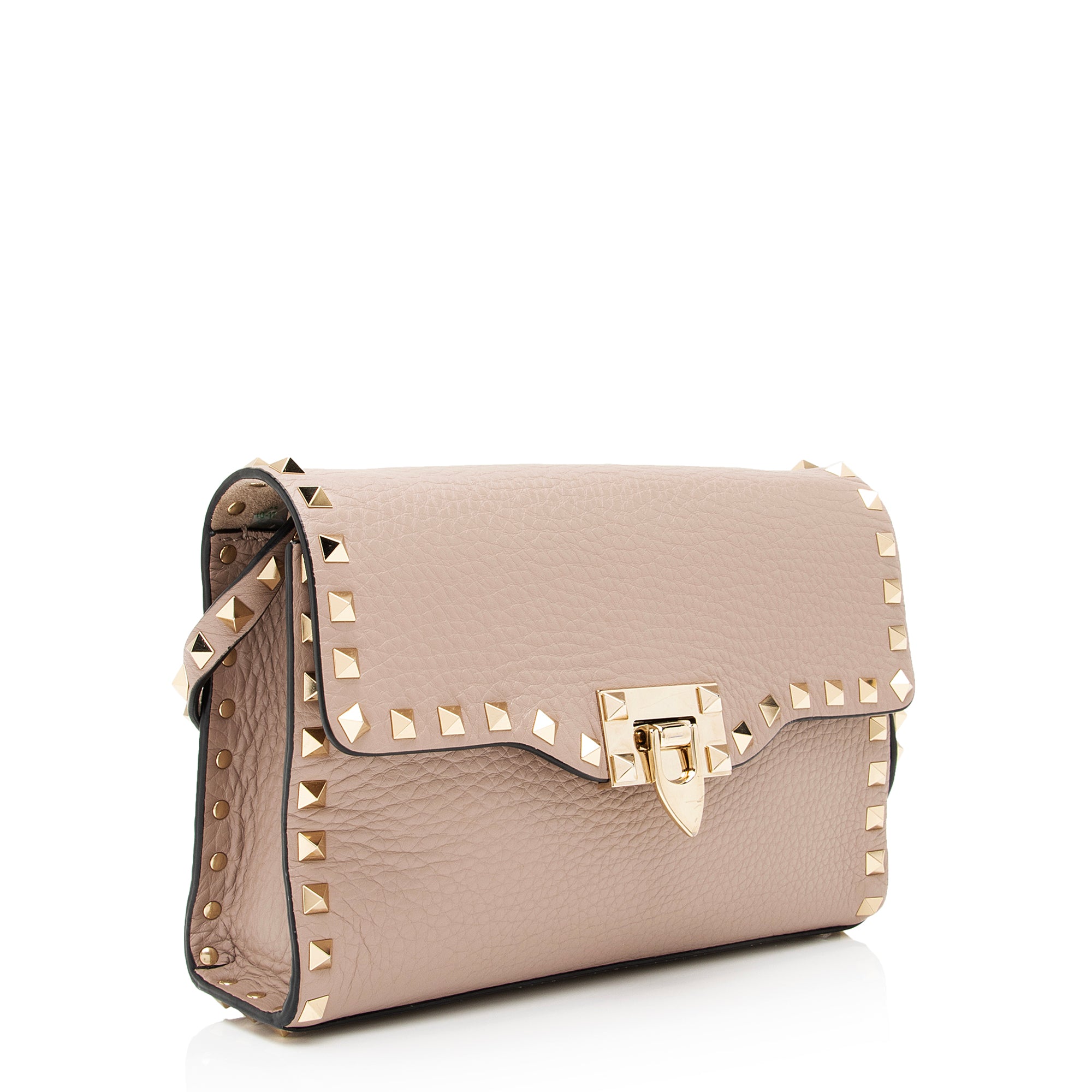 Valentino Grainy Calfskin Rockstud Flap Small Crossbody Bag (SHF-23894)