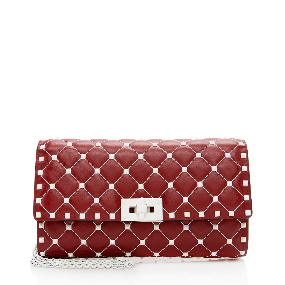 Valentino Lambskin Rockstud Spike Crossbody Clutch (SHF-16281)