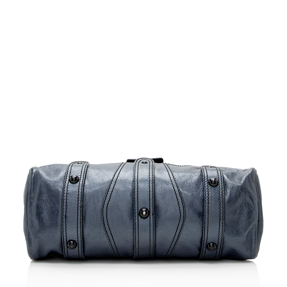 Valentino Metallic Leather Catch Satchel (SHF-20681)