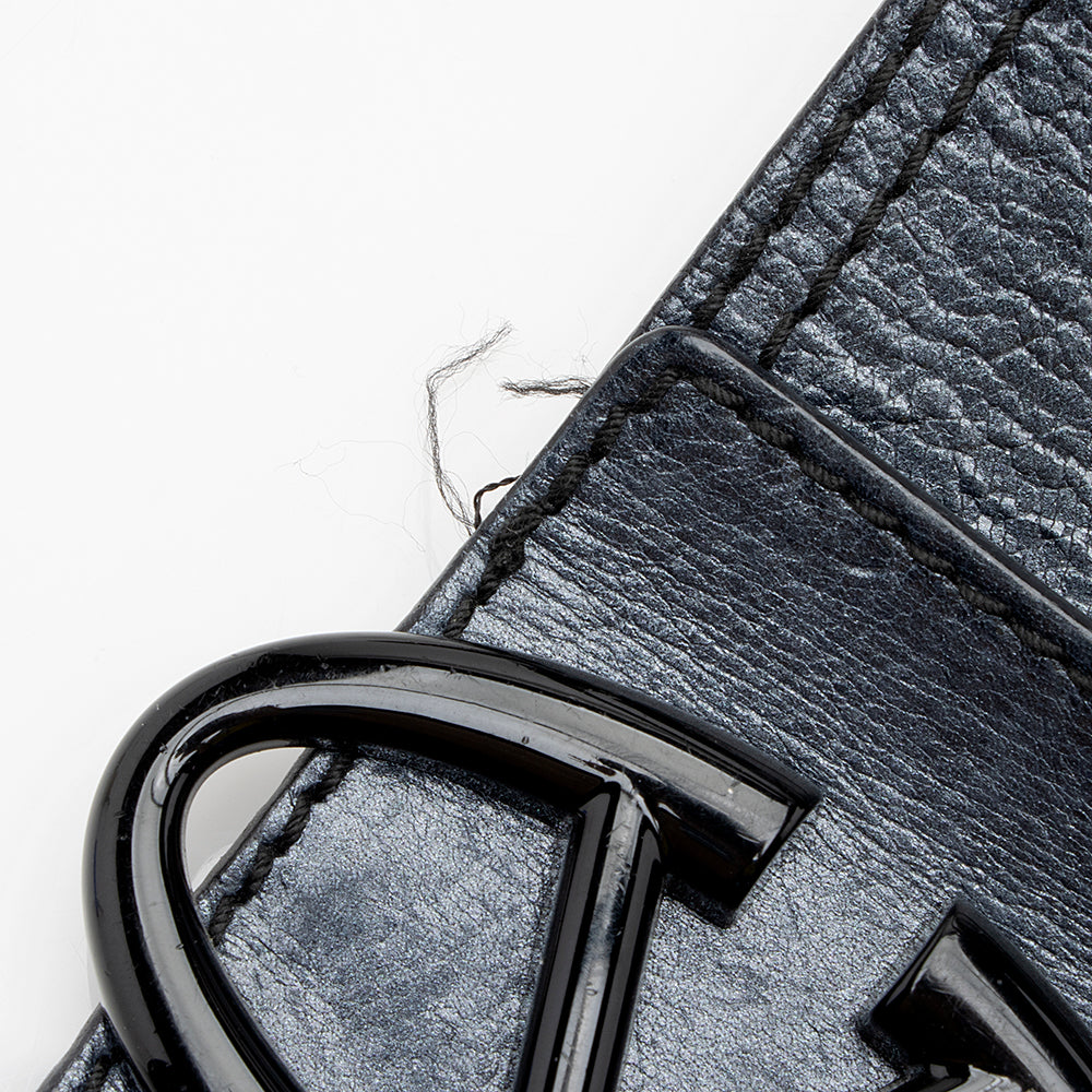 Valentino Metallic Leather Catch Satchel (SHF-20681)