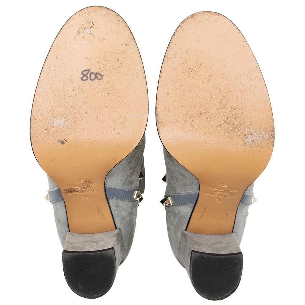 Valentino Leather Rockstud Booties - Size 6 / 36 (SHF-20676)