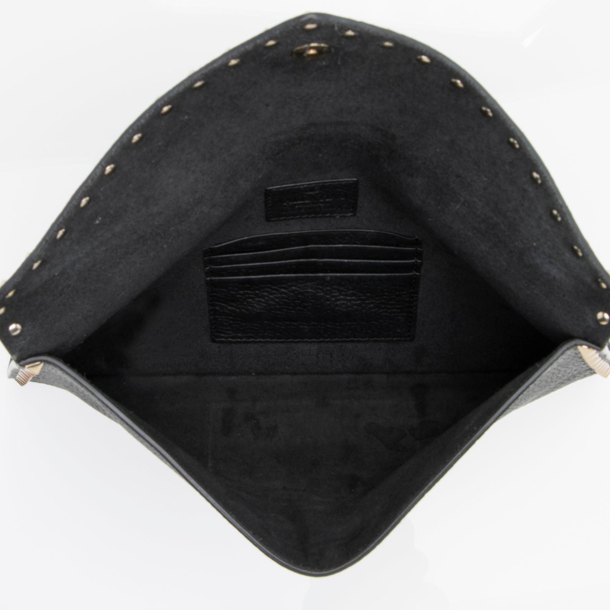 Valentino Leather Rockstud Envelope Flap Clutch (SHF-23667)