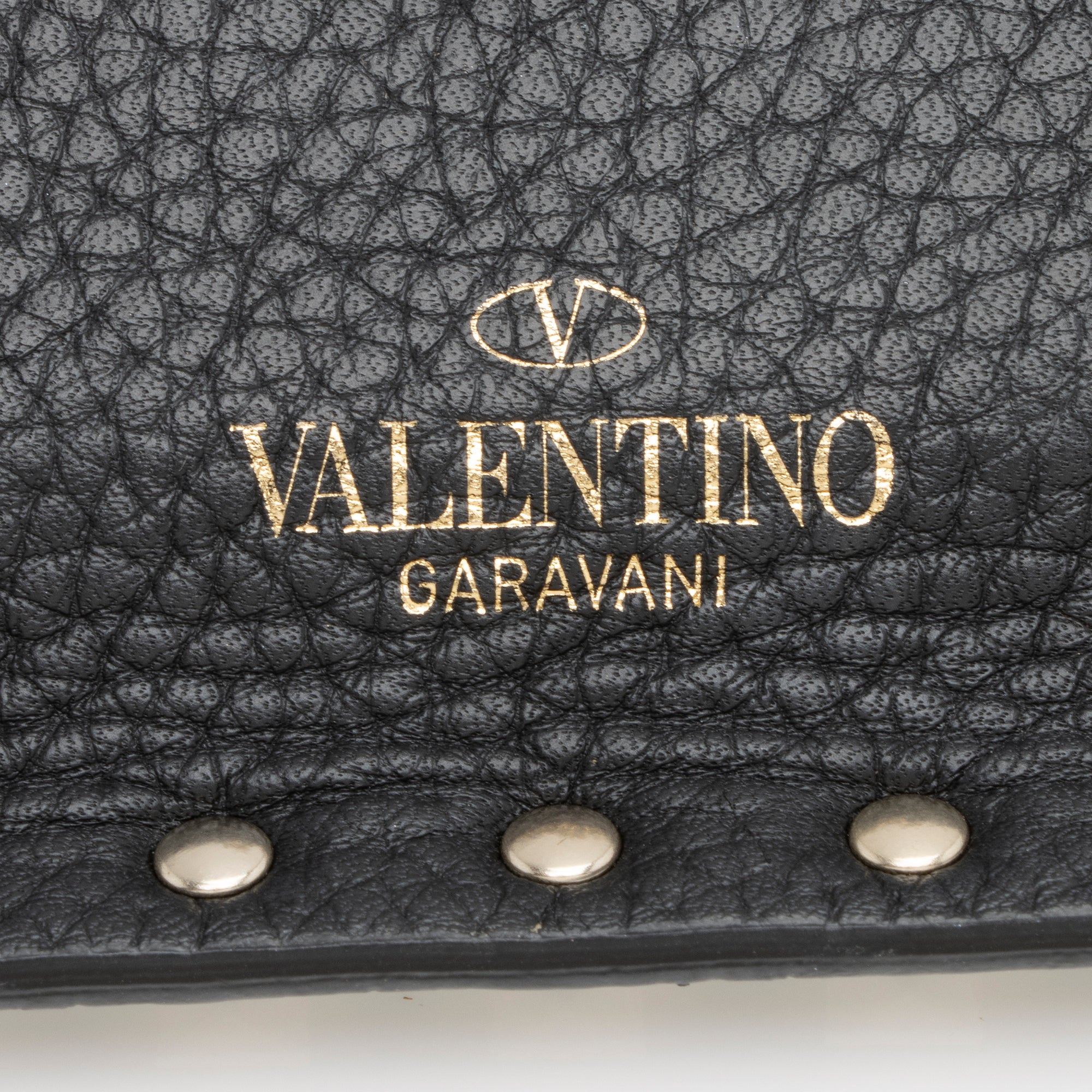 Valentino Leather Rockstud Envelope Flap Clutch (SHF-23667)