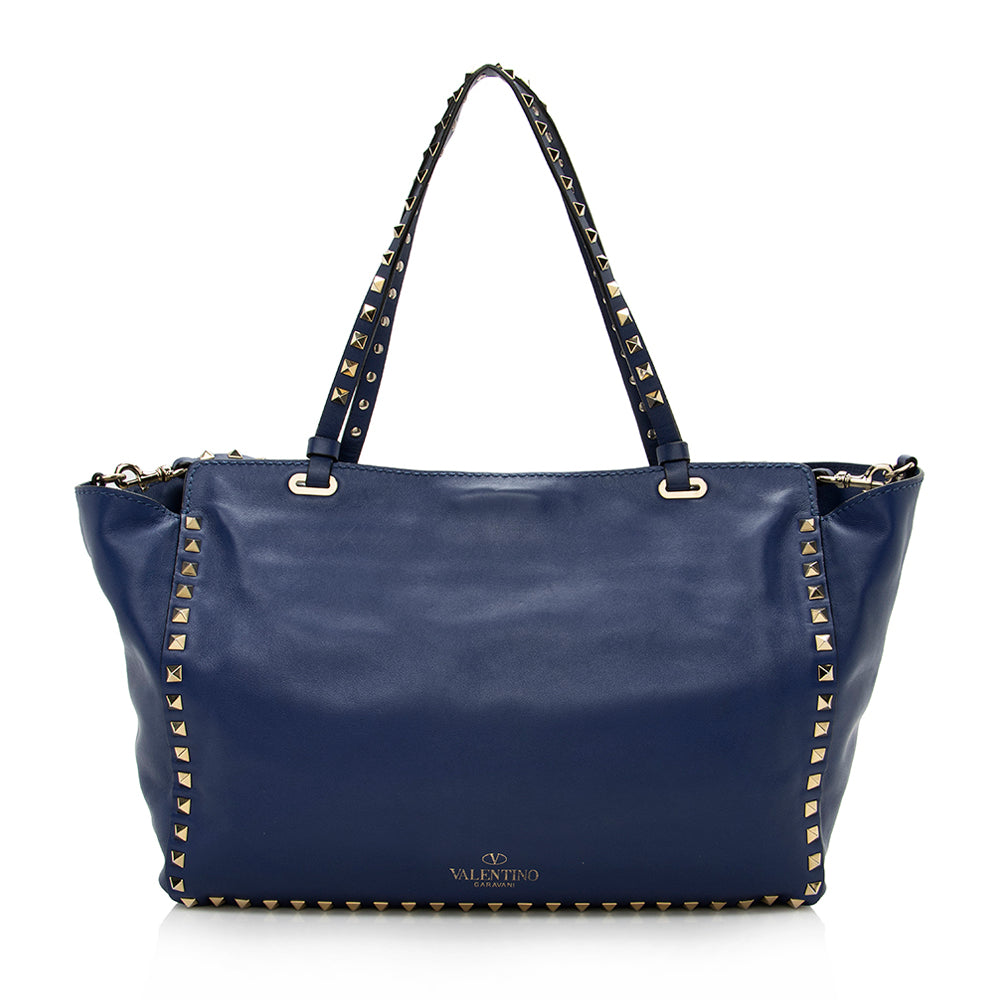 Valentino Leather Rockstud Medium Tote (SHF-14782)