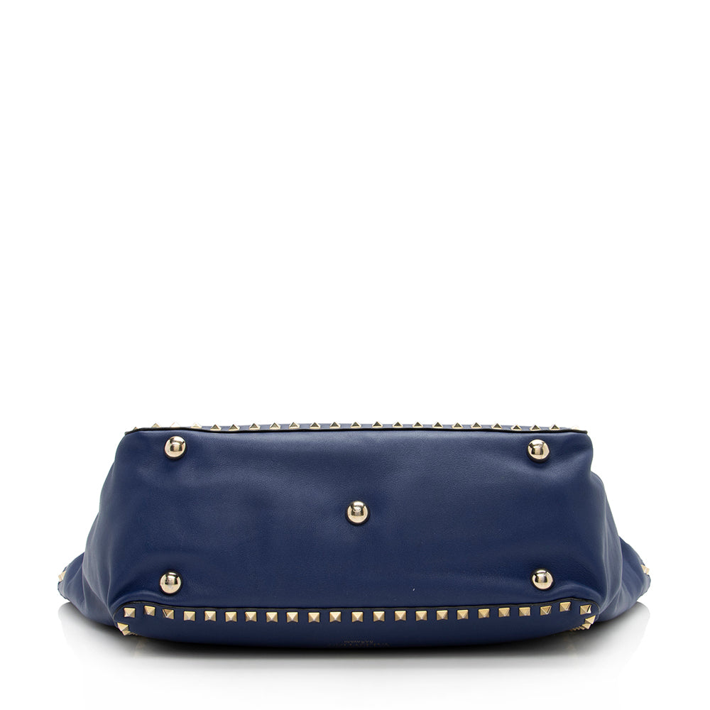 Valentino Leather Rockstud Medium Tote (SHF-14782)