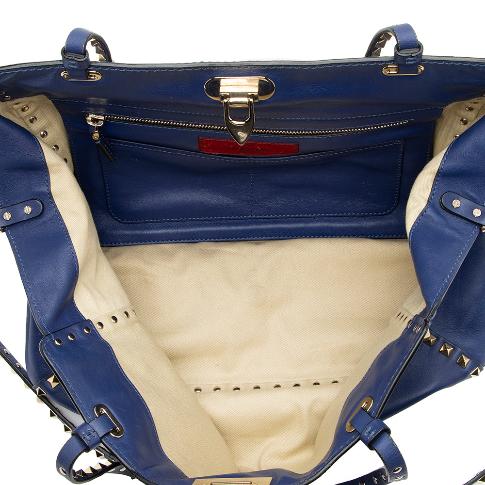 Valentino Leather Rockstud Medium Tote (SHF-14782)