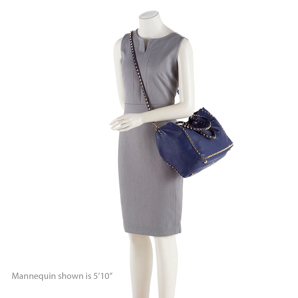 Valentino Leather Rockstud Medium Tote (SHF-14782)