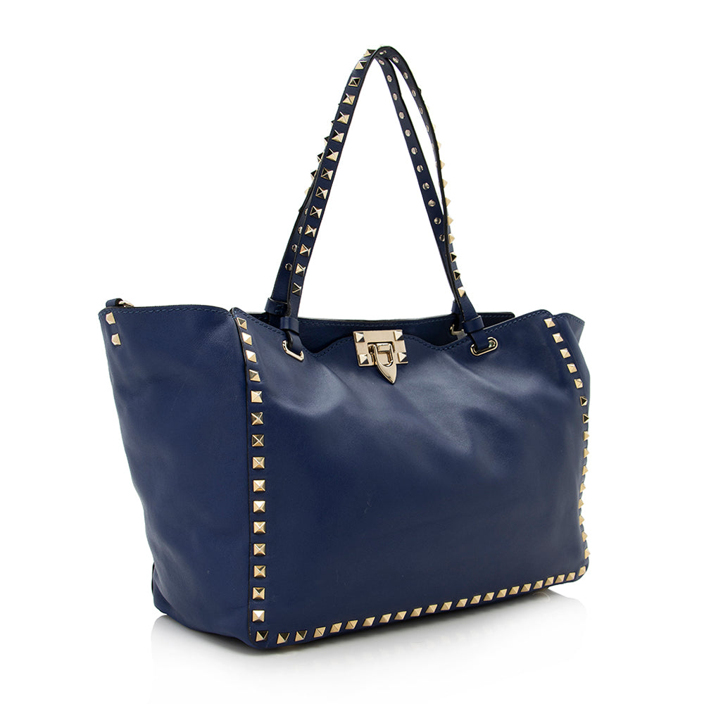 Valentino Leather Rockstud Medium Tote (SHF-14782)