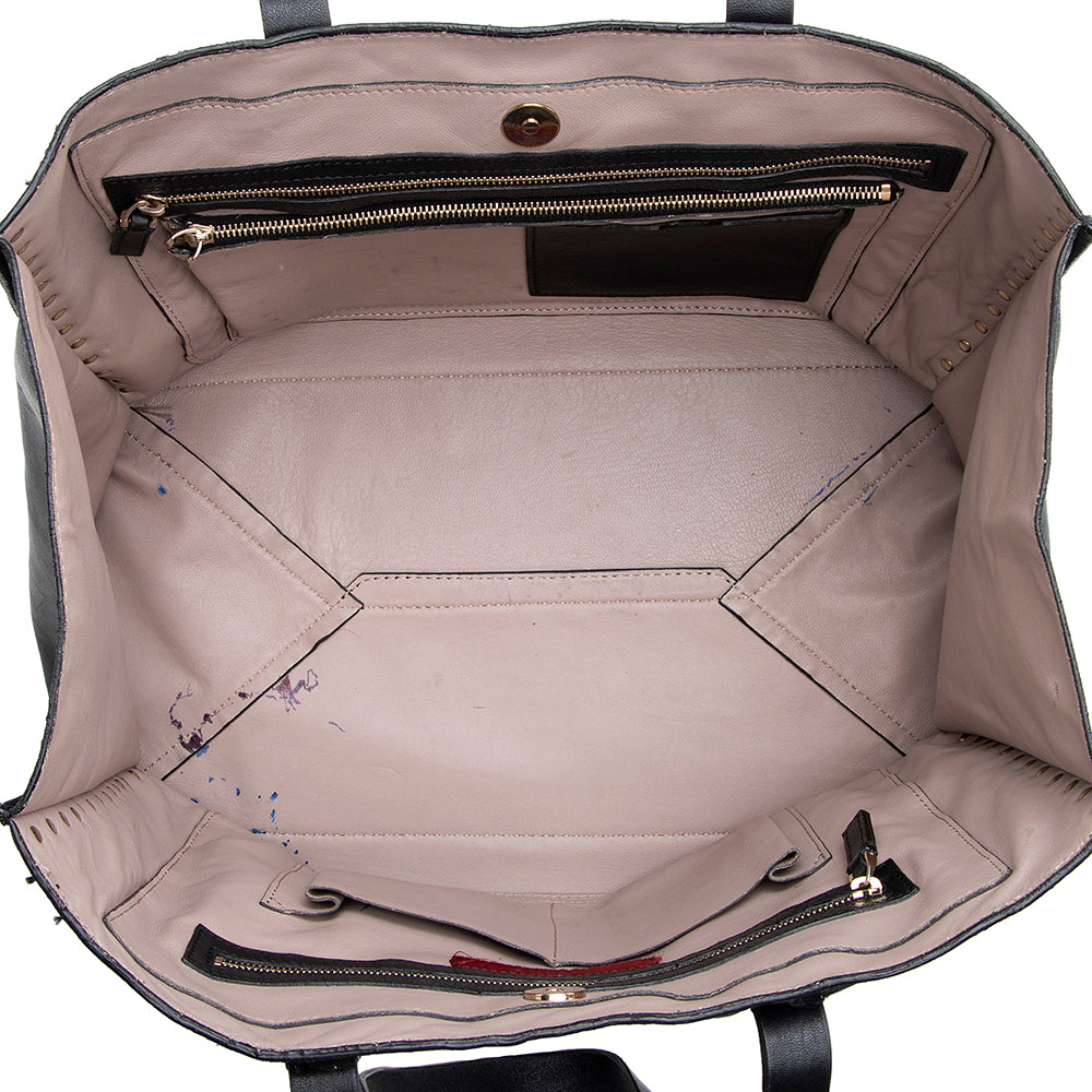 Valentino Leather Rockstud Open Medium Tote - FINAL SALE (SHF-21650)