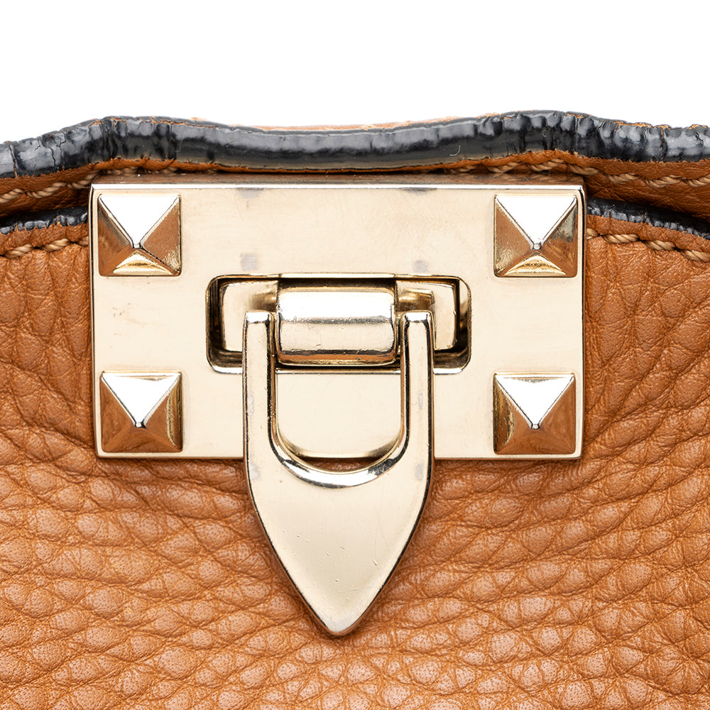 Valentino Leather Rockstud Messenger Bag (SHF-18945)