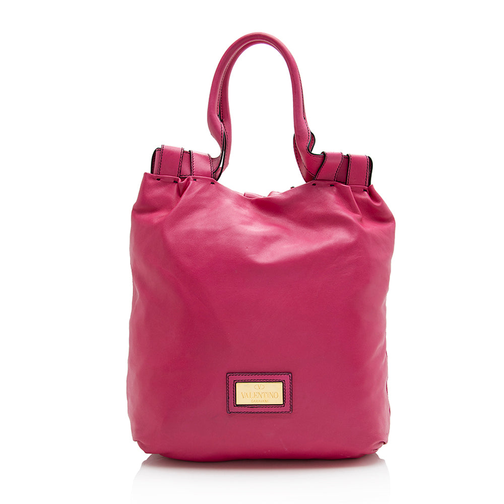 Valentino Leather Rose Vertigo Shopper Tote (SHF-21662)