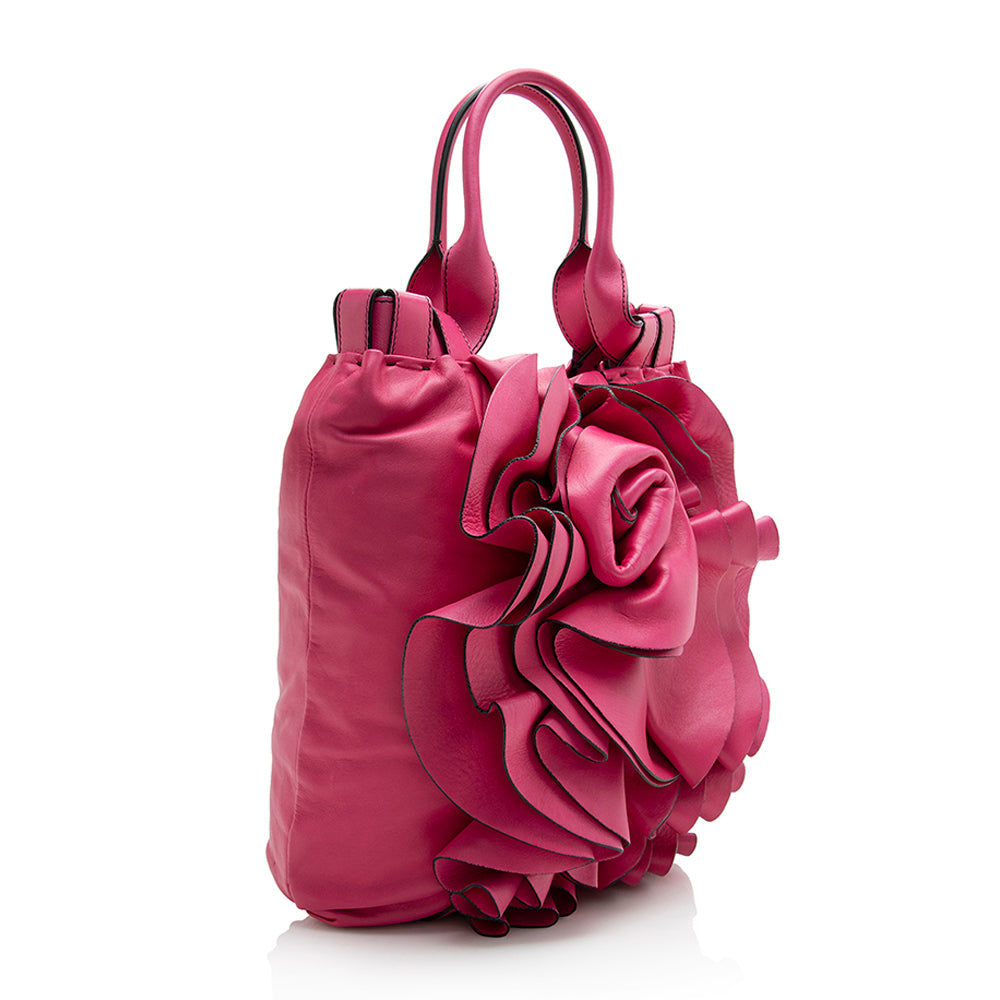 Valentino Leather Rose Vertigo Shopper Tote (SHF-21662)