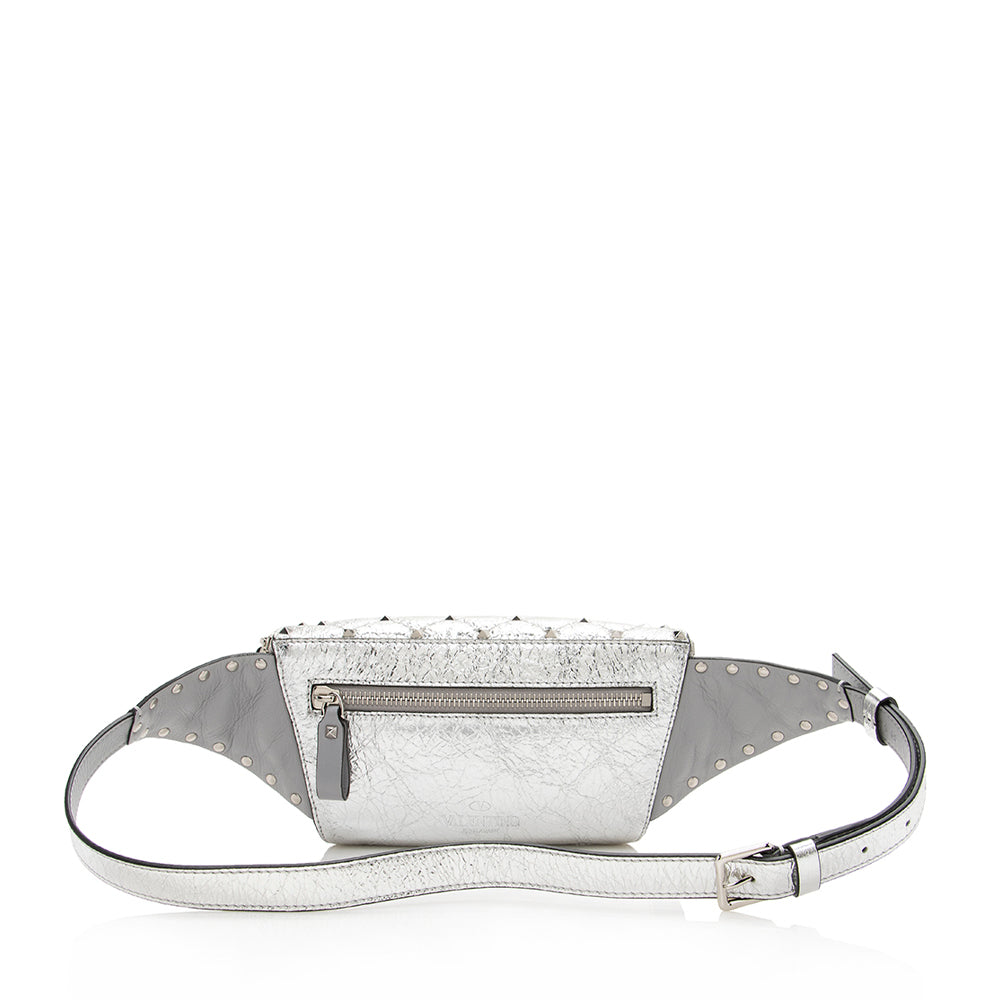 Valentino Metallic Calfskin Rockstud Belt Bag (SHF-15787)