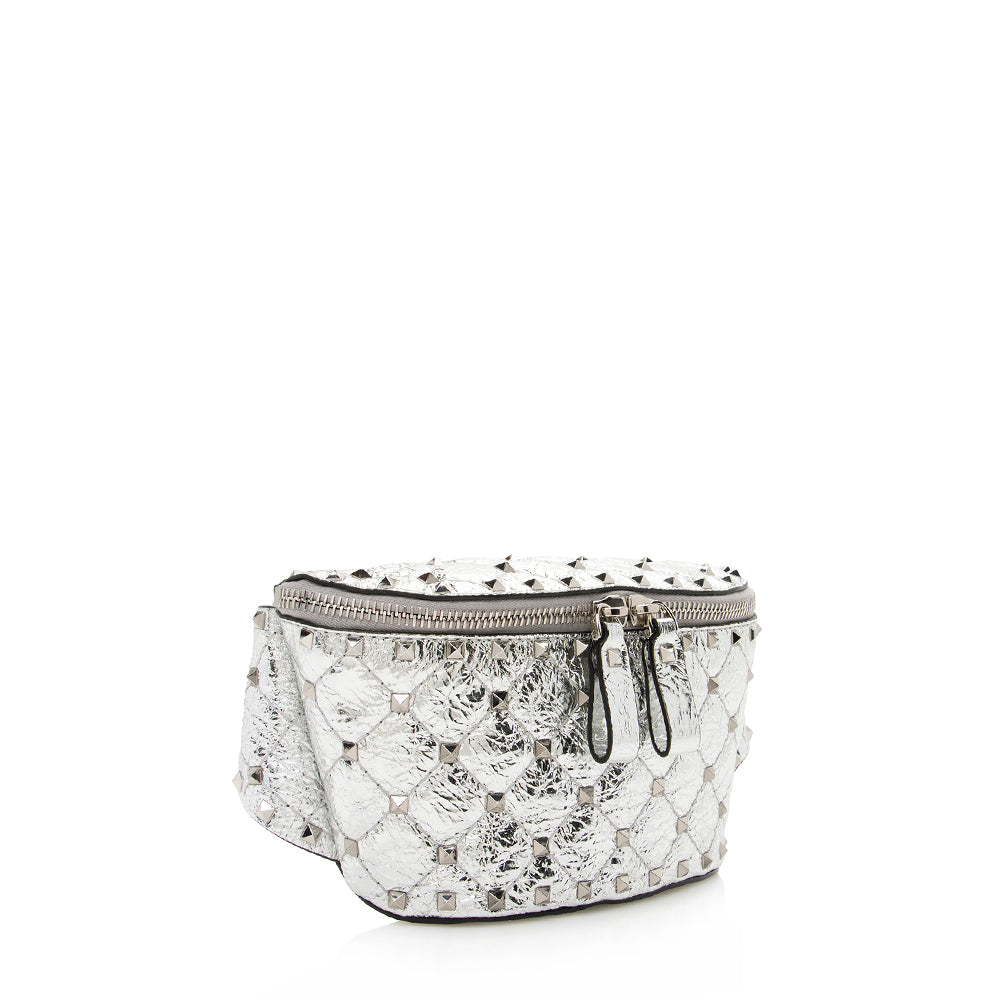 Valentino Metallic Calfskin Rockstud Belt Bag (SHF-15787)