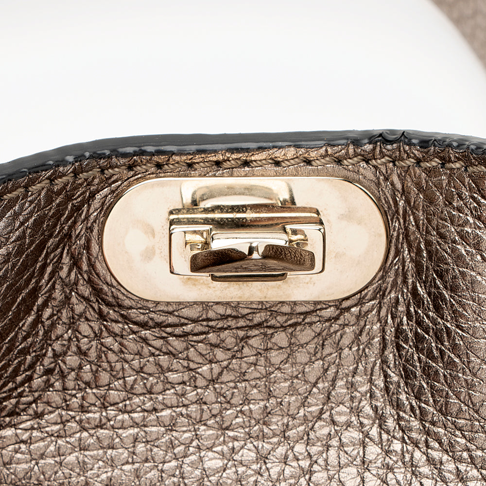 Valentino Metallic Calfskin Rockstud Messenger Bag (SHF-21791)