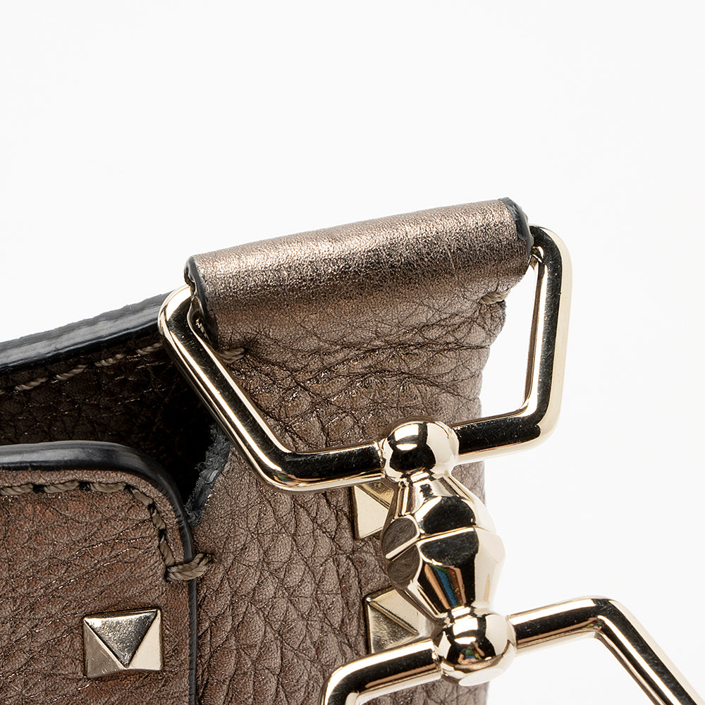 Valentino Metallic Calfskin Rockstud Messenger Bag (SHF-21791)