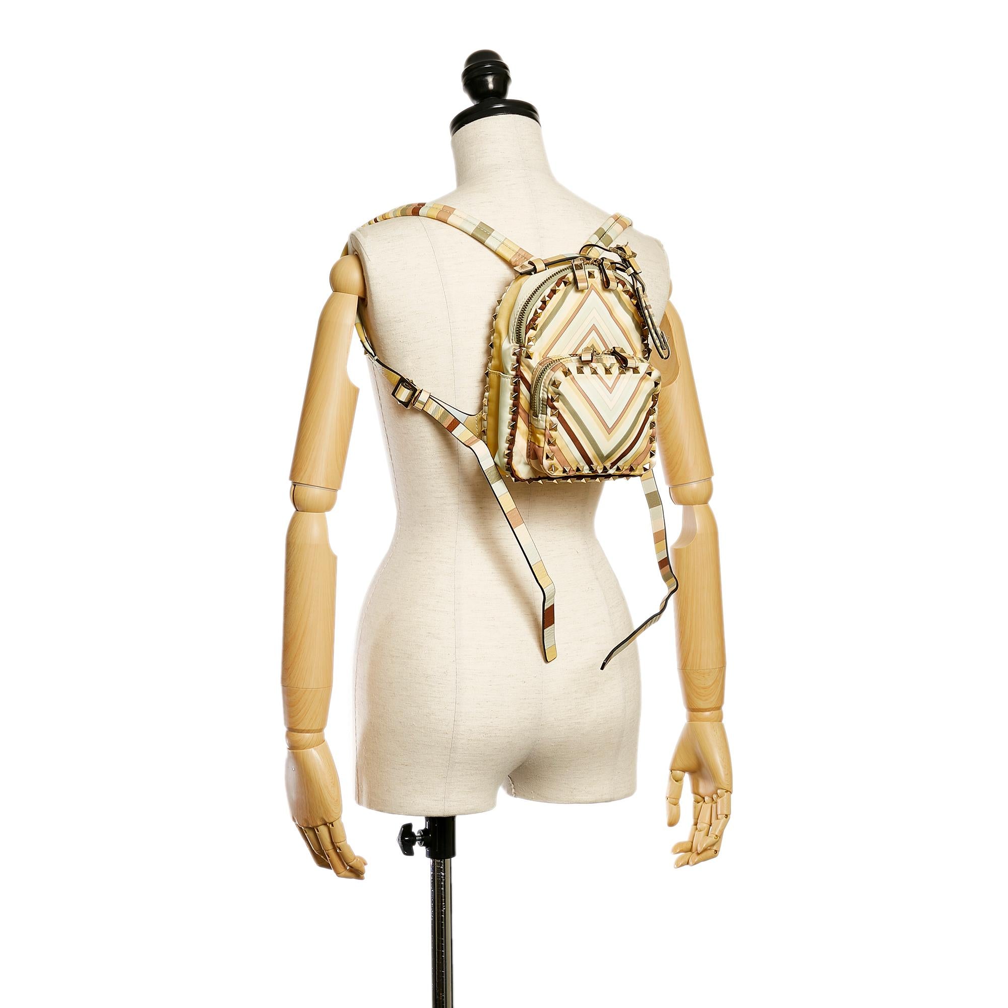 Valentino Mini Native Couture 1975 Rockstud Nylon Backpack (SHG-29549)