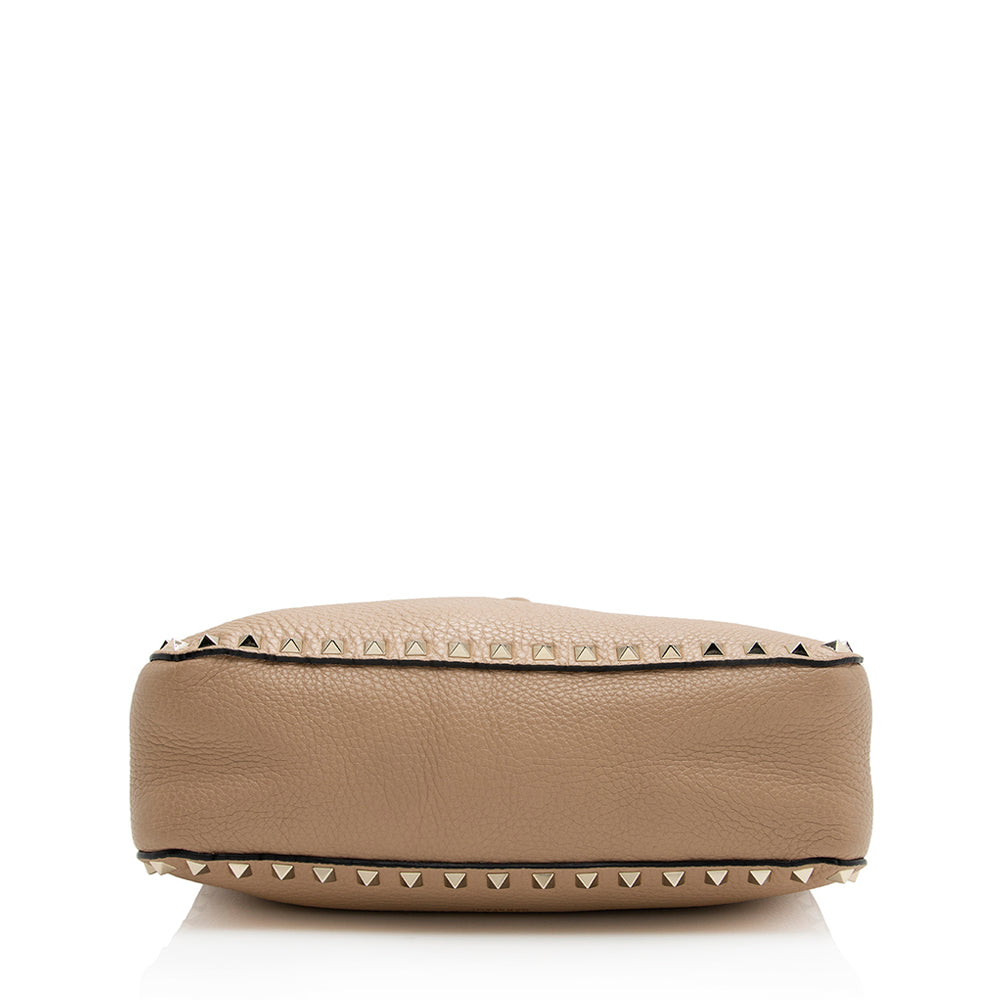 Valentino Pebbled Calfskin Rockstud Flip-Lock Small Messenger Bag (SHF-21886)
