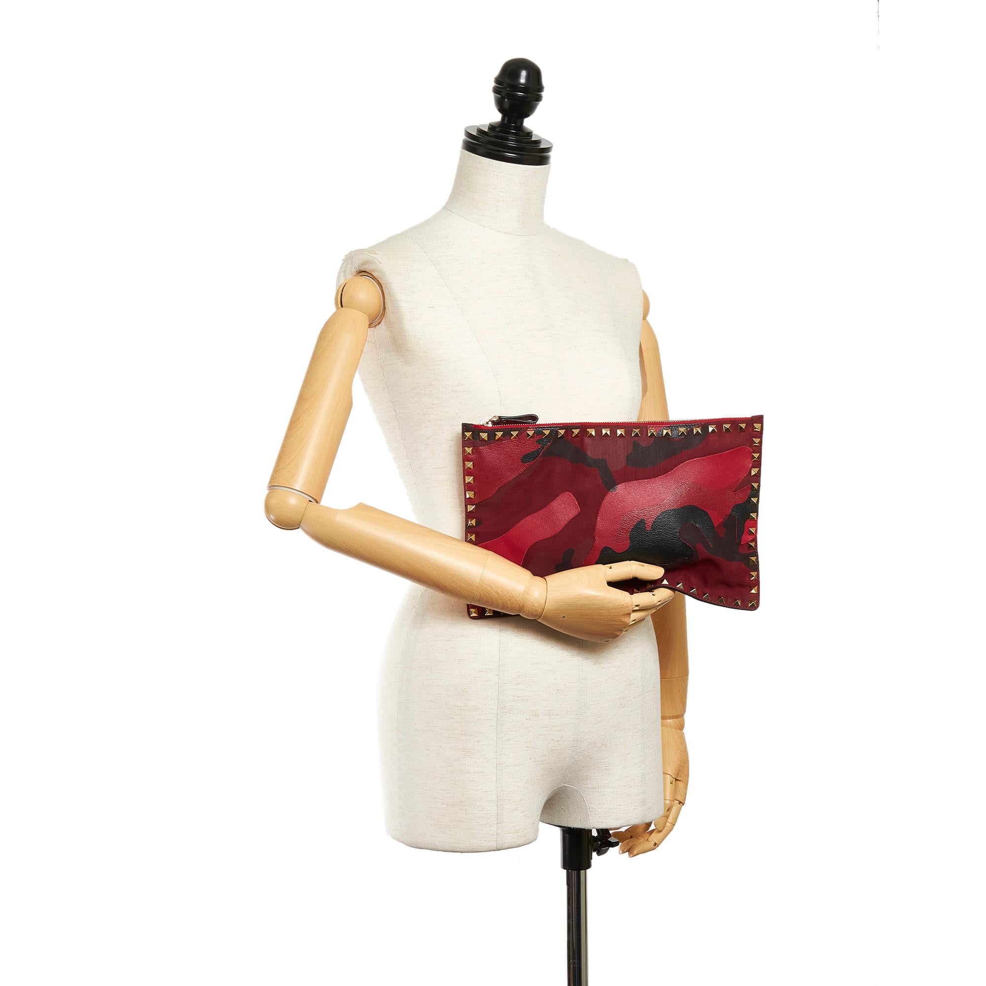 Valentino Rockstud Camouflage Leather Clutch Bag (SHG-30219)