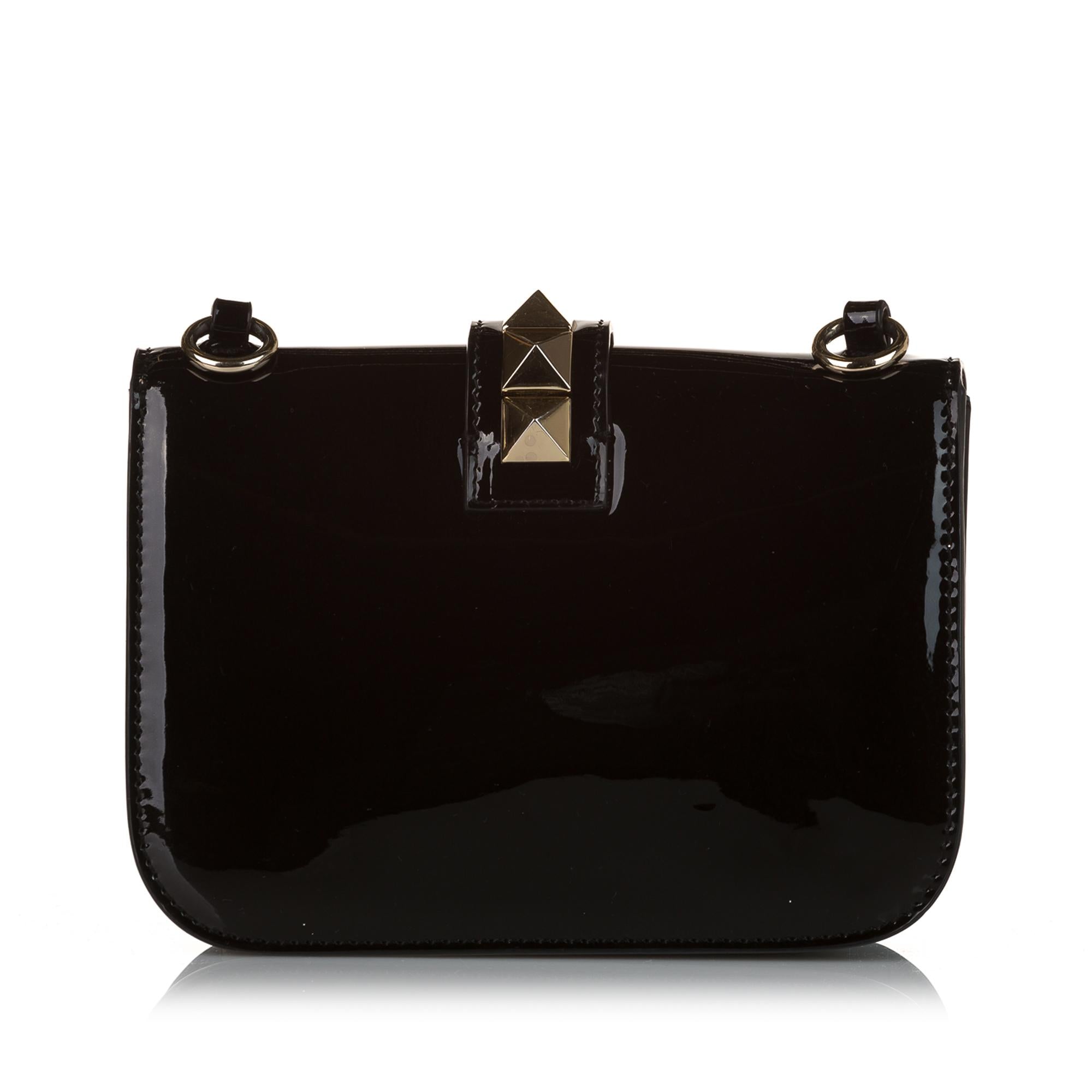 Valentino Rockstud Glam Lock Patent Leather Crossbody Bag (SHG-34296)