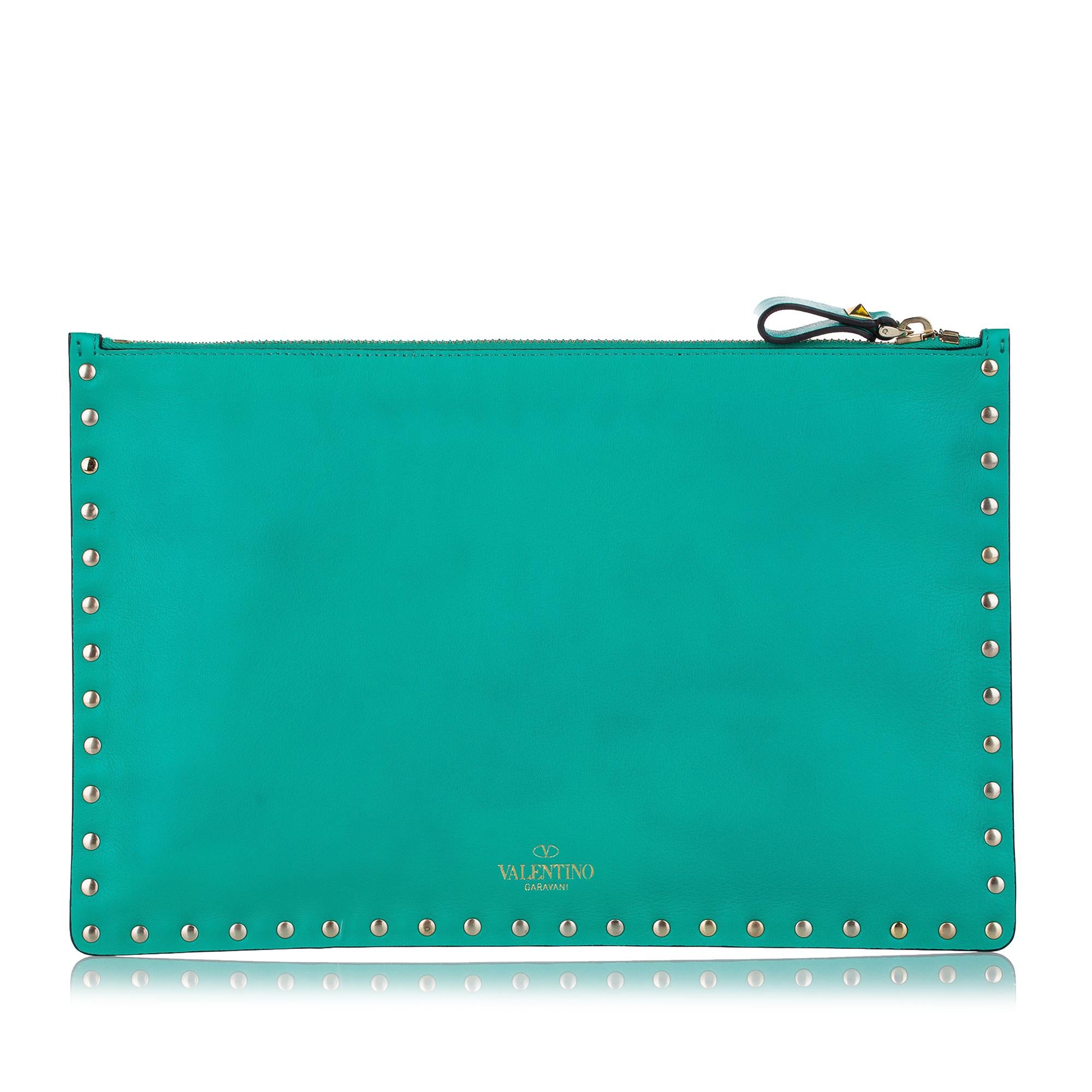 Valentino Rockstud Leather Clutch Bag (SHG-27022)