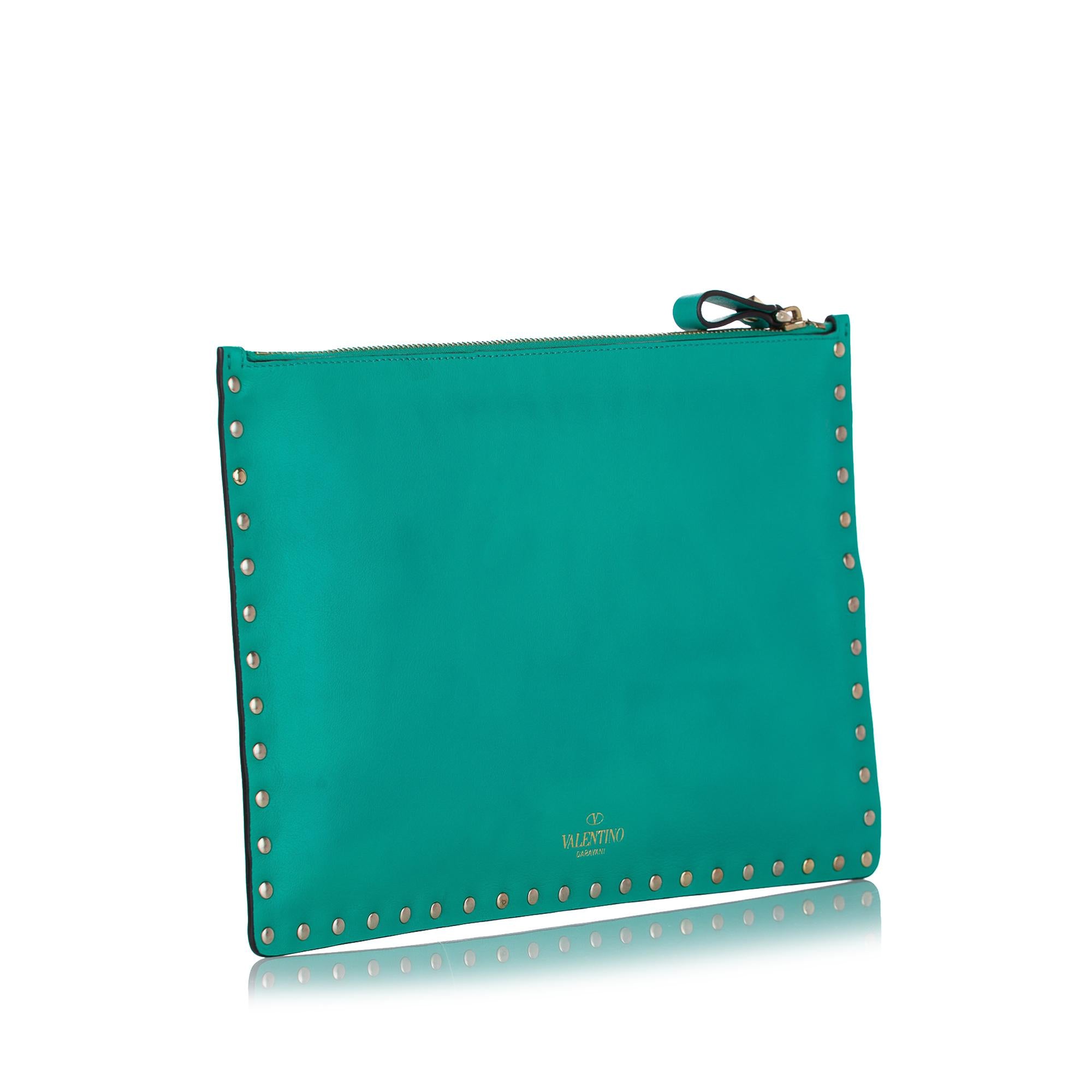 Valentino Rockstud Leather Clutch Bag (SHG-27022)