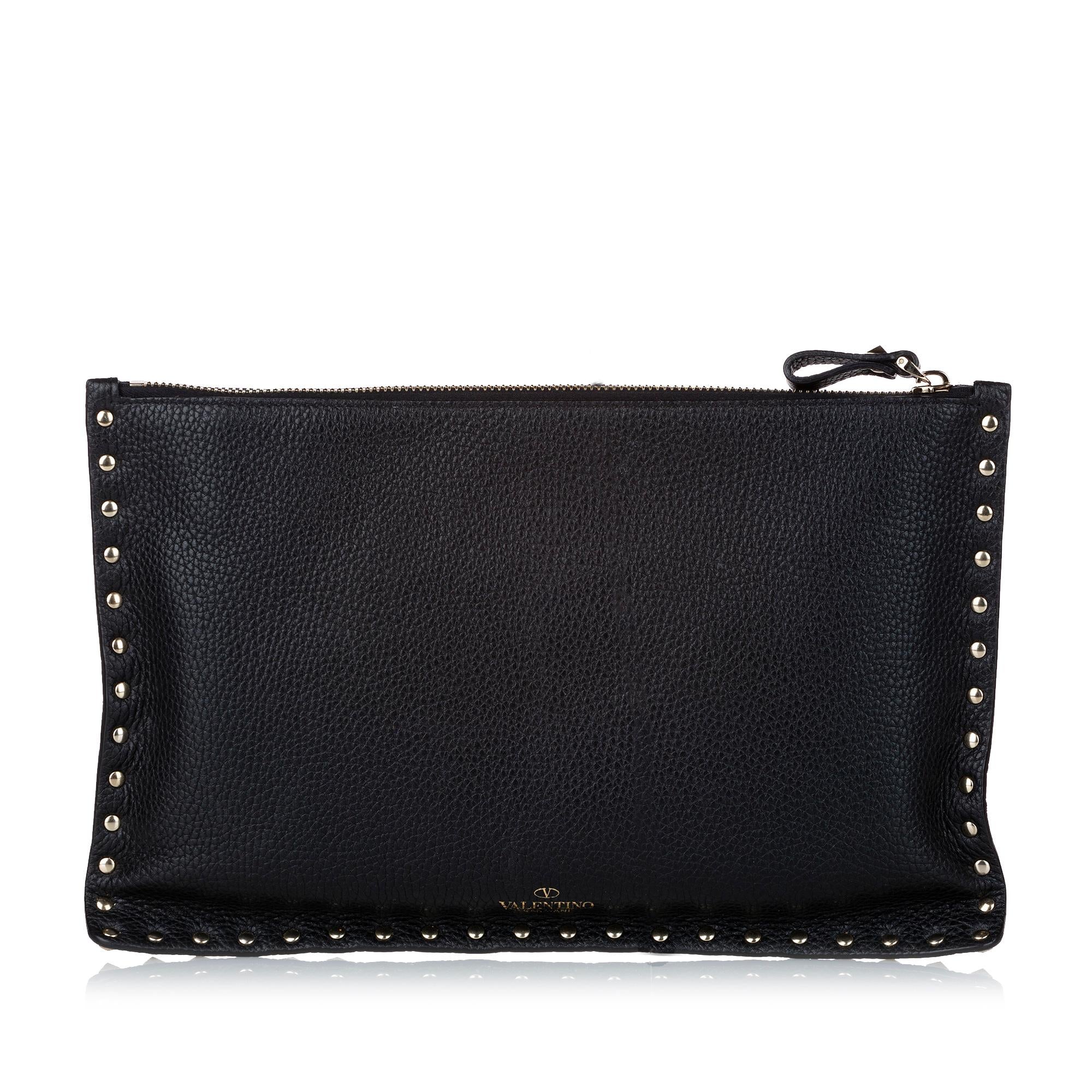 Valentino Rockstud Leather Clutch Bag (SHG-30059)
