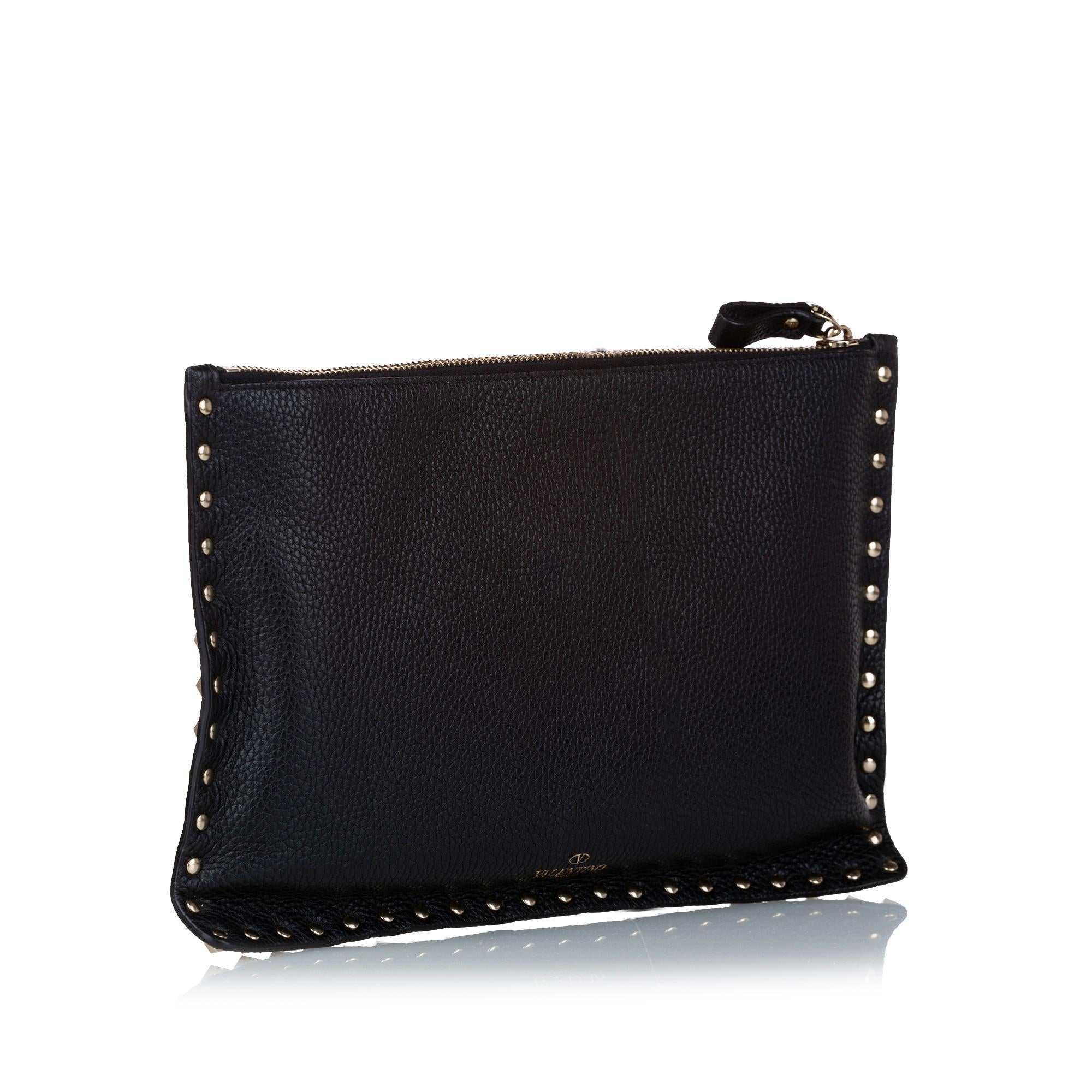 Valentino Rockstud Leather Clutch Bag (SHG-30059)