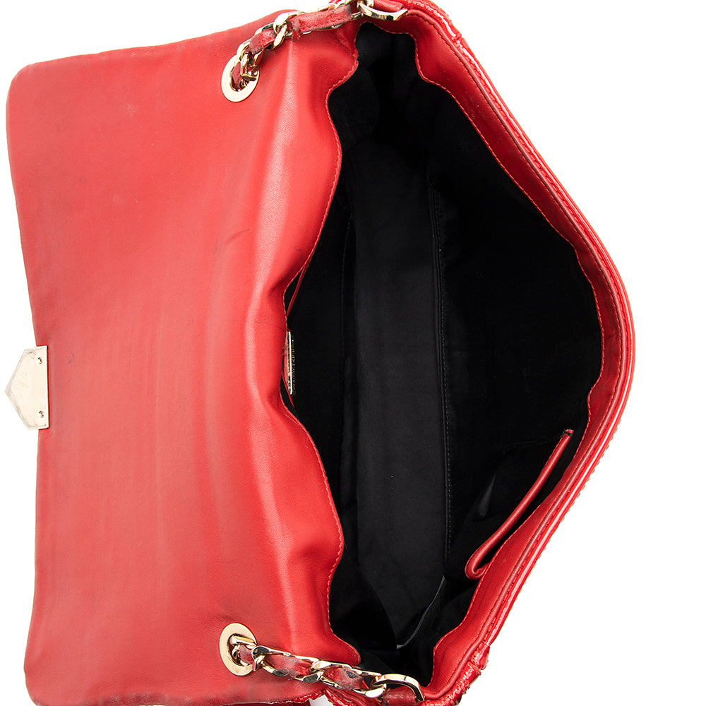 Versace Quilted Patent Leather Shoulder Bag (SHF-18276)