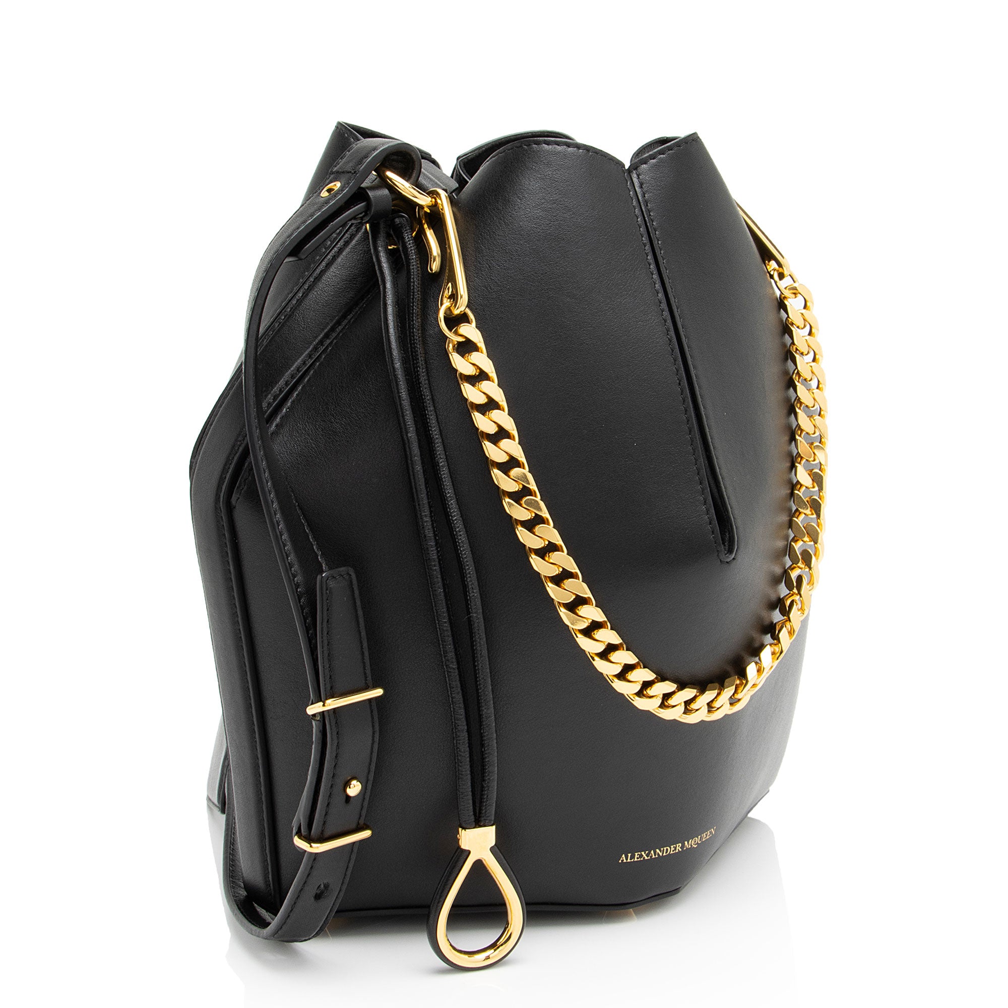 Alexander McQueen Leather Chain Bucket Bag