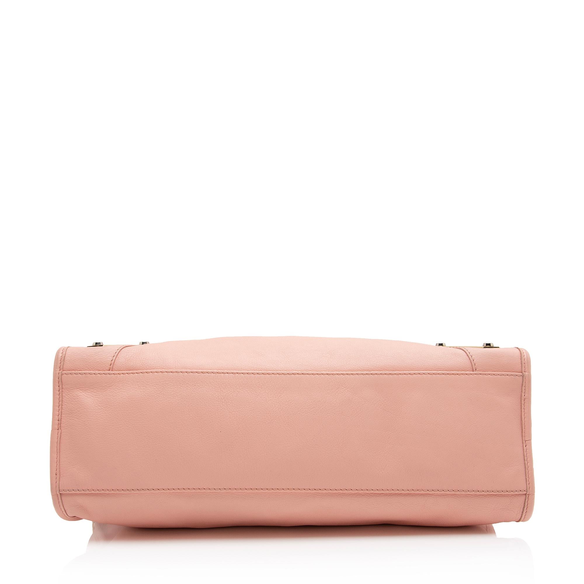 Balenciaga Agneau Metal Plate Classic City Satchel (SHF-B6AuKw)