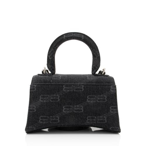 Balenciaga BB Monogram Denim Hourglass XS Top Handle