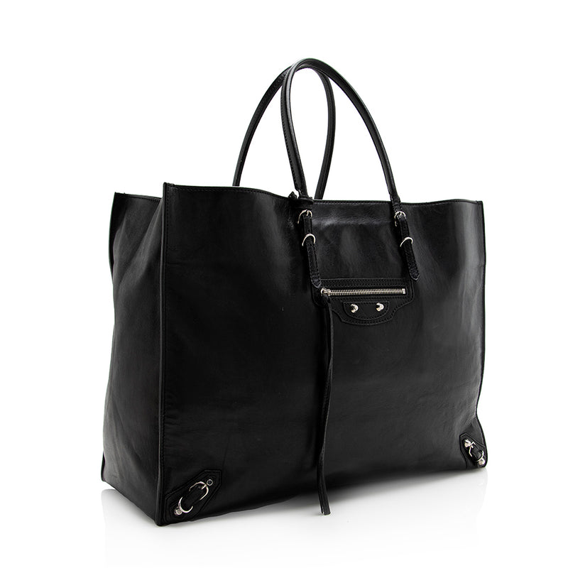 Balenciaga Calfskin Papier A4 Zip Around Tote (SHF-21607)