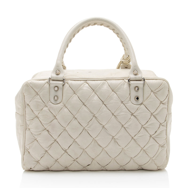 Balenciaga Chevre Quilted Matelasse Leather Boston Bag (SHF-KI2lV2)