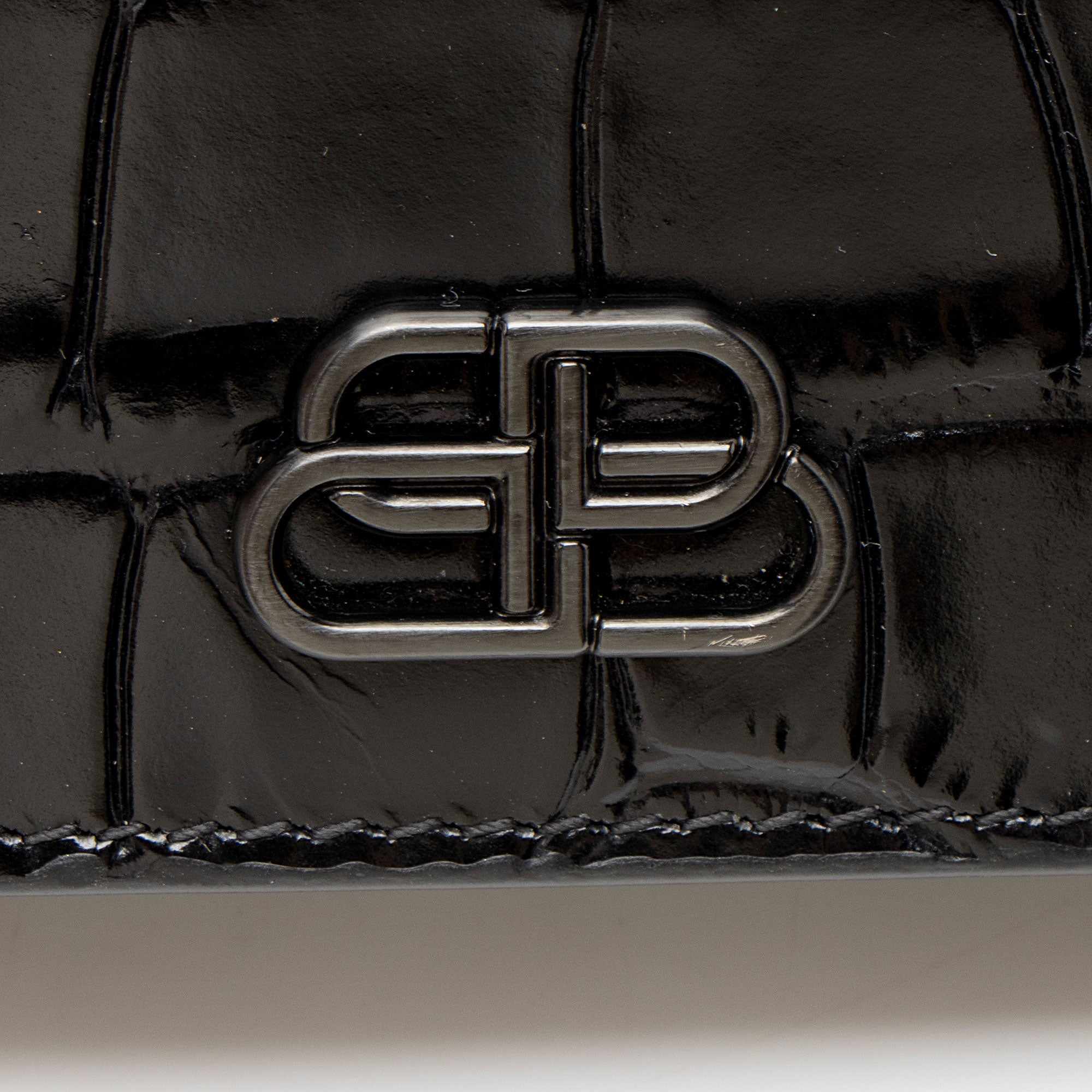 Balenciaga Croc Embossed BB Phone Holder on Chain