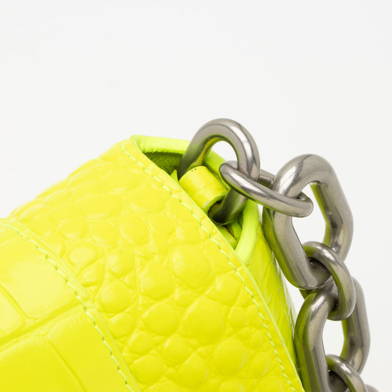 Balenciaga Croc Embossed Calfskin Downtown Small Shoulder Bag (SHF-k5auKT)