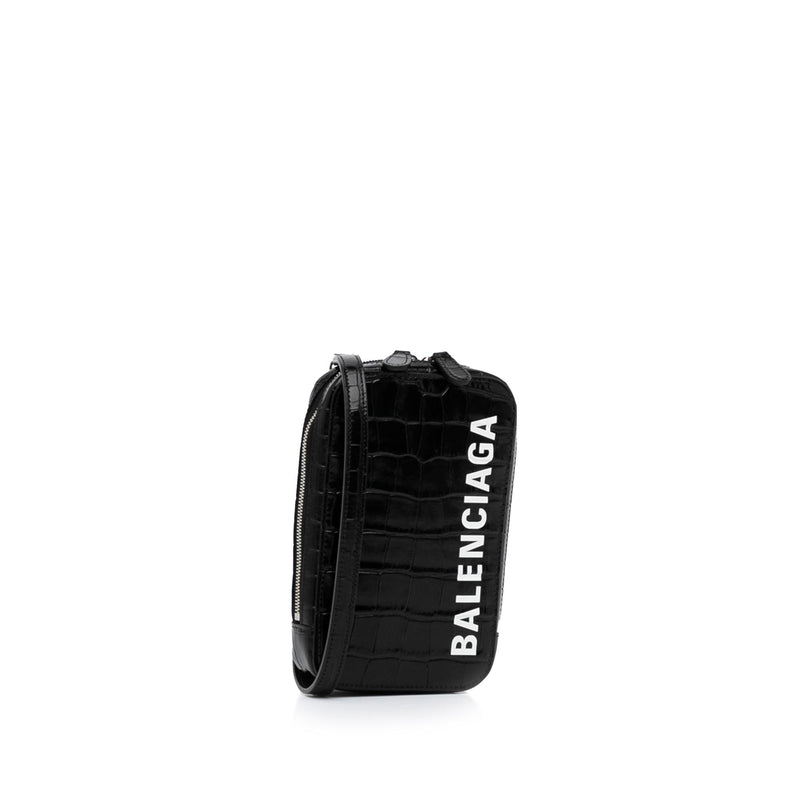 Shopping phone holder leather bag Balenciaga Black in Leather  23274142