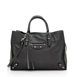 Balenciaga Grained Calfskin Papier A6 Zip Around Tote (SHF-18723)