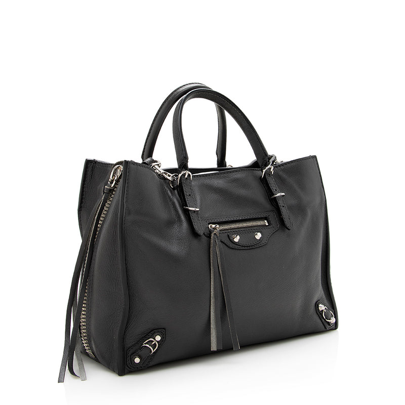 Balenciaga Grained Calfskin Papier A6 Zip Around Tote (SHF-18723)